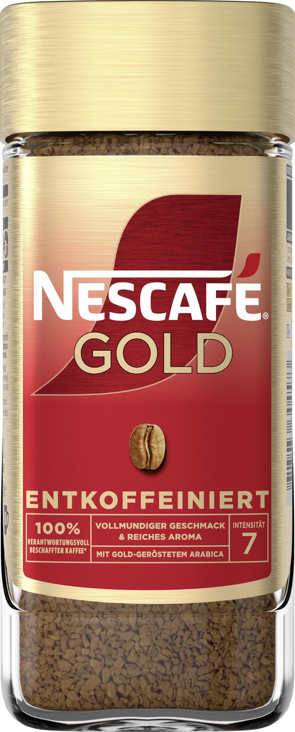NESCAFÉ GOLD Entkoffeiniert, löslicher Bohnenkaffee, Instant-Kaffee aus erlesenen Kaffeebohnen, vollmundig & aromatisch, koffeinfrei, 6er Pack (6x100g)