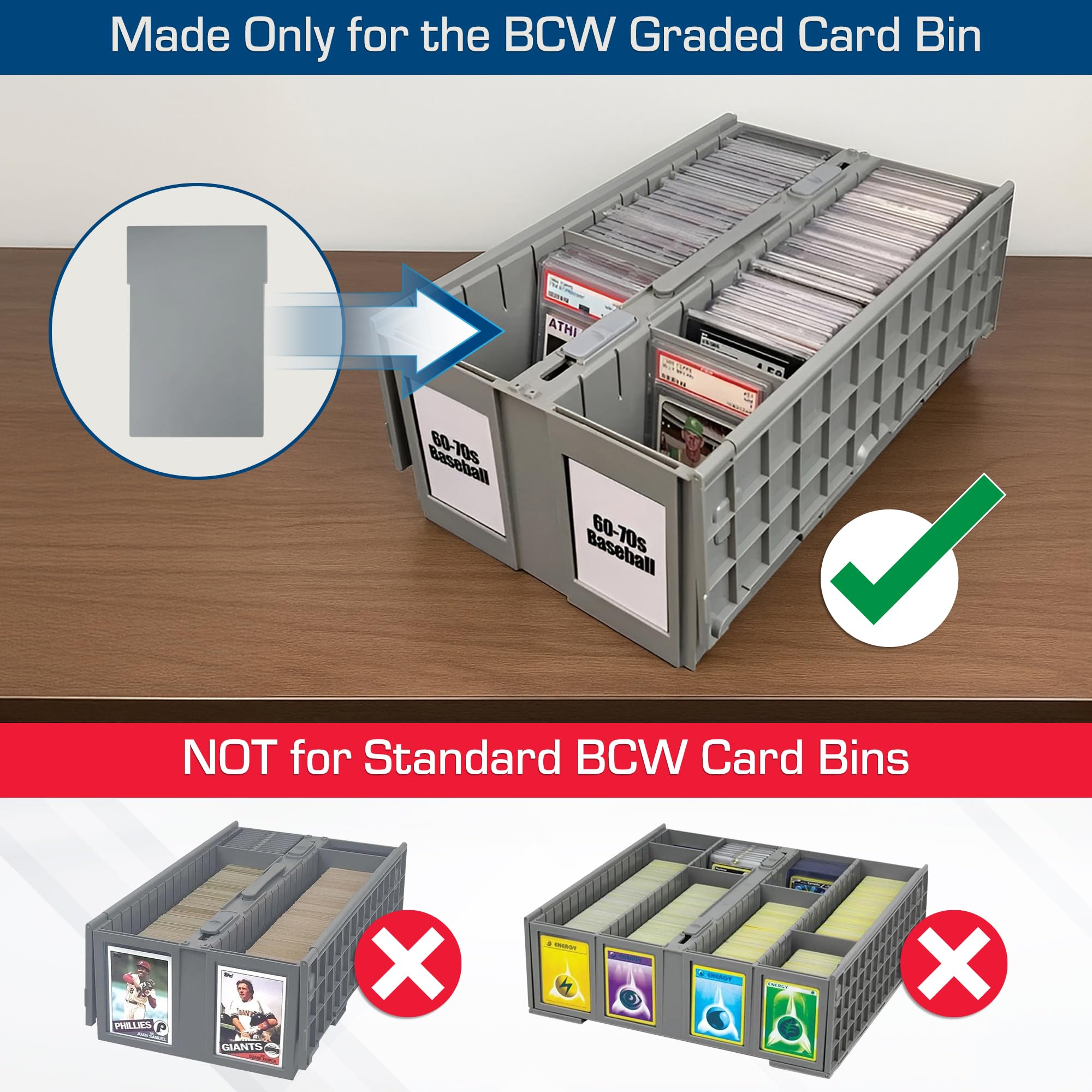 bcw graded card bin Supplies: Partitions (12CT) (5 Options) Common Ground Games The rows in the bins are notched along the top to hold separating partitions BCW Graded Card Bin 2