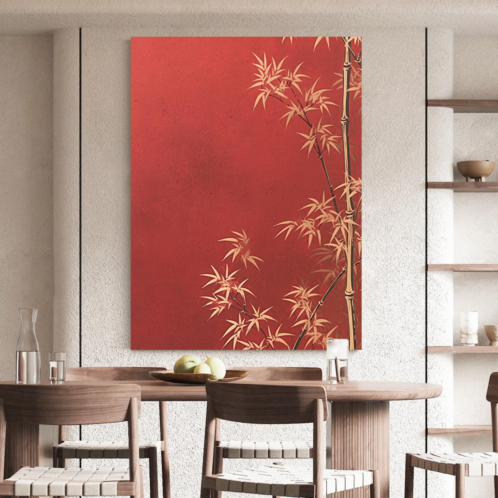 Peinture à l'huile de bambou abstraite 100% faite main grande toile salon