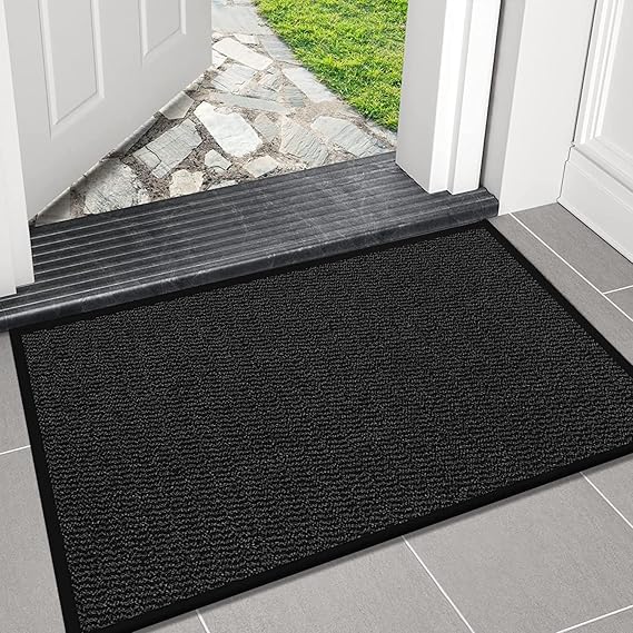 Large Door Mat Entrance Dirt Grabber Floor Mat Black, 60 x 90 cm