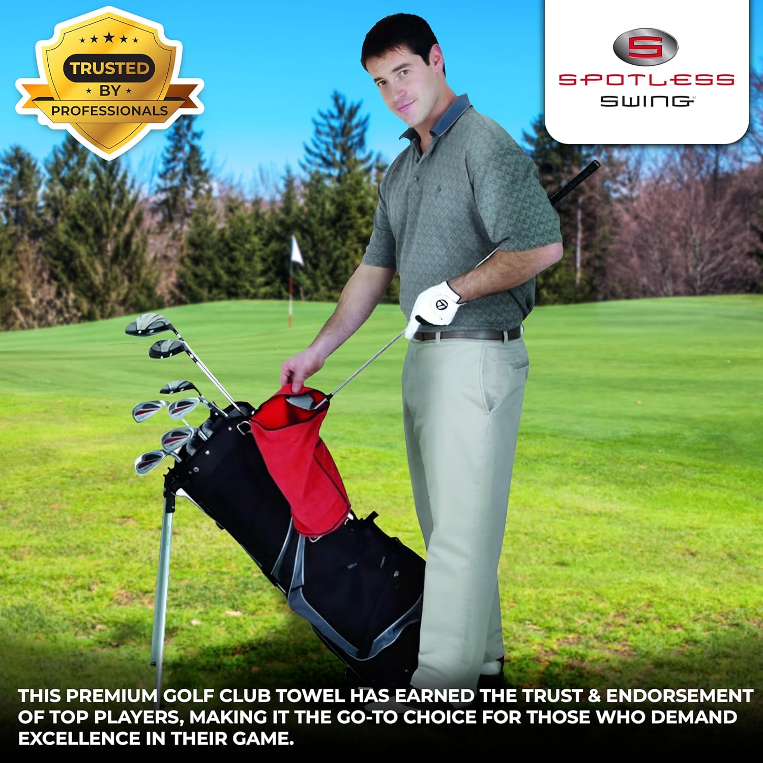 Golf Towel | Microfiber Golf Club Cleaner Towel with Clip | 3-in-1 Design for Ultimate Convenience | Premium Multi-Use Accessories for Men and Women