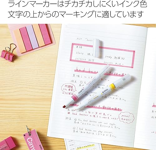 Miniatura 7 de KOKUYO Marcador+marcadores de doble punta de cincel de secado rápido, 5 unidades de oro, gris, verde claro, azul marino, rojo. Importación de Japón