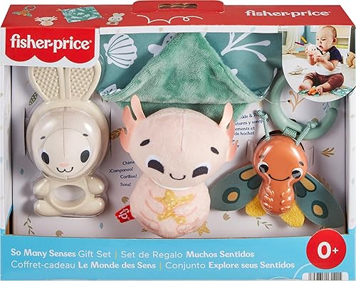 Miniatura 6 de FISHER-PRICE BABY - Set de regalo de juguetes sensoriales So Many Senses con actividades motoras finas para recién nacidos, 4 piezas