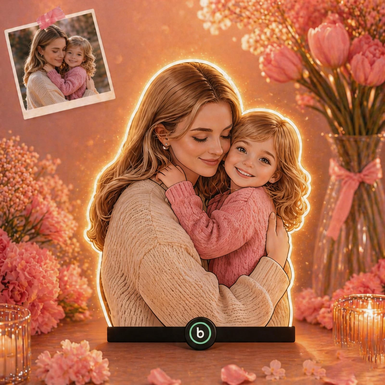 Personalised Music Fridge Magnets with LED Glow Custom Spotify Photo Plaque Personalised Gifts for Women Grandma Granny Christmas Anniversary Birthday Mothers Day Family Keepsake