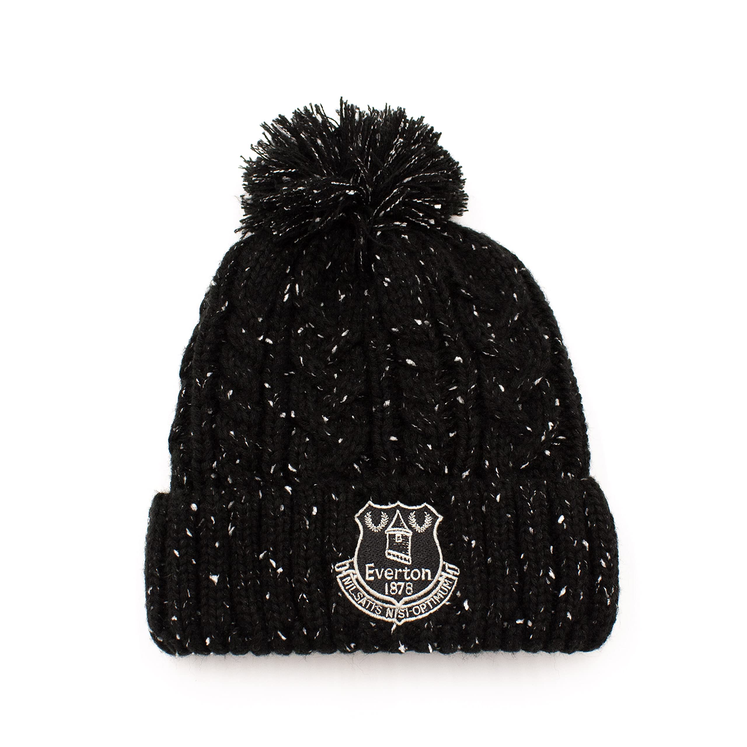 Everton Official Sherpa Lined Speckled Bobble Hat Black