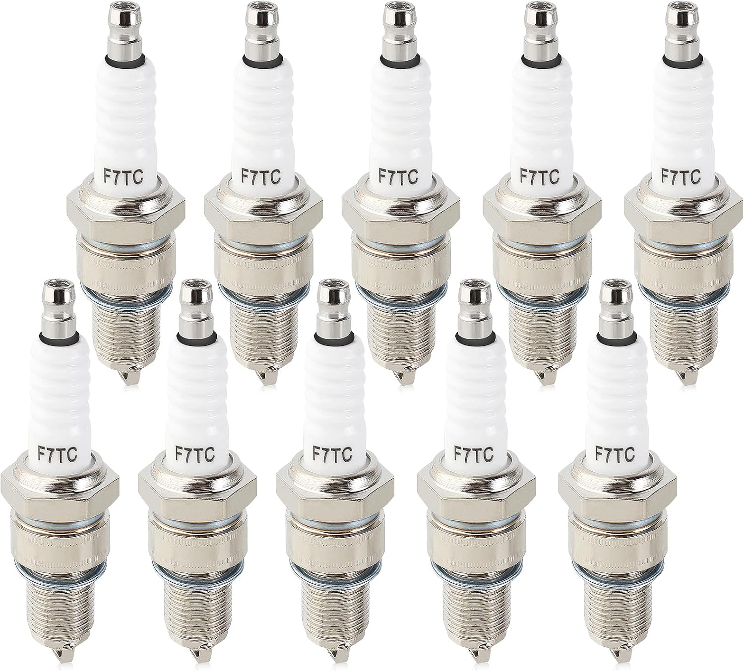 Spark Plug F7TC for GX120 GX160 GX200 GX240 GX270 GX340 GX390 Generator Lawnmower Tractor Rototiller Water Pump Go Kart Mini Bike Tillage Polishing Machine 188F 190F Pack of 10
