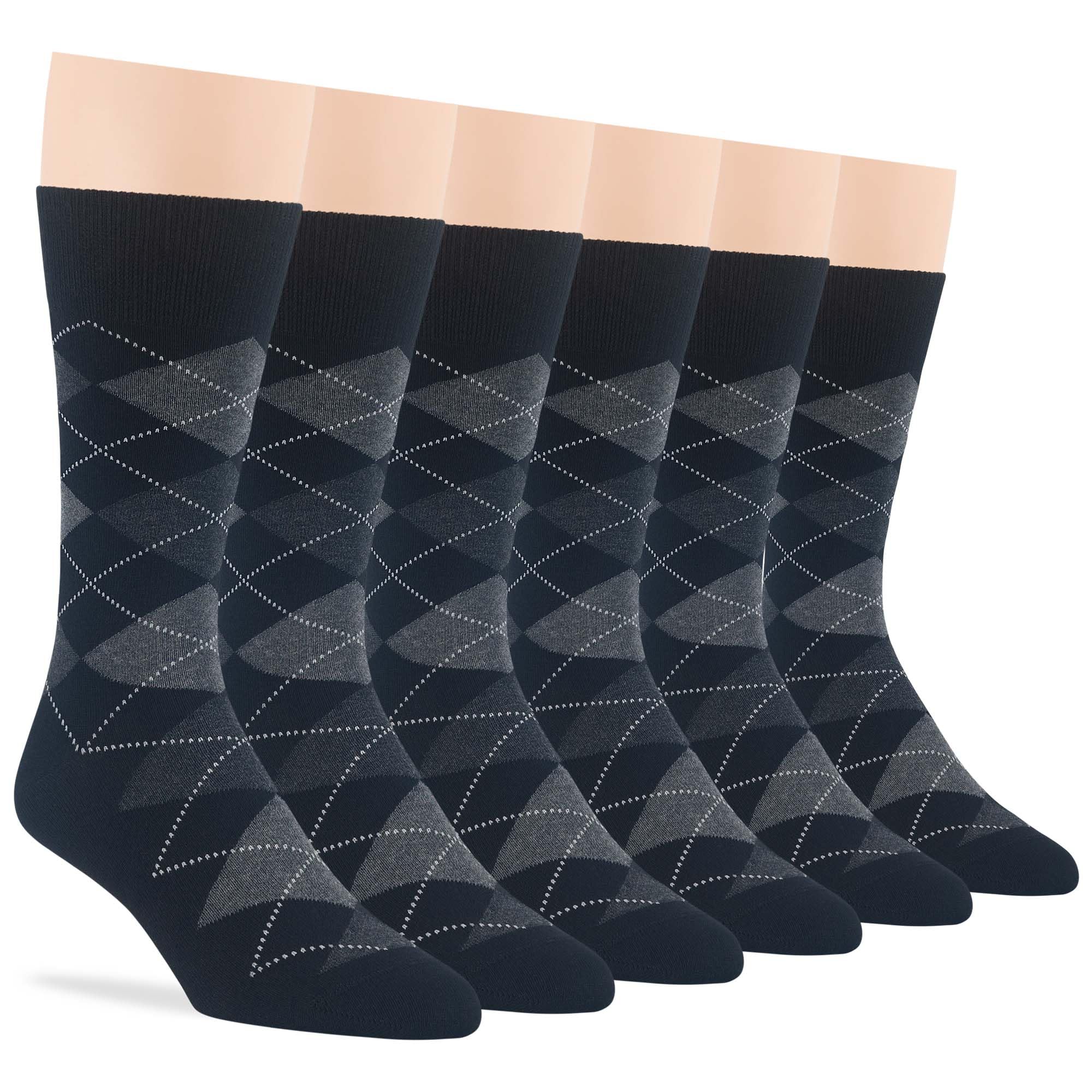 7BigStars Calcetines de vestir para hombre de algodón, 6 paquetes, XL-L-Big, marrón claro, beige, azul marino, negro, gris, marrón, caqui, surtido