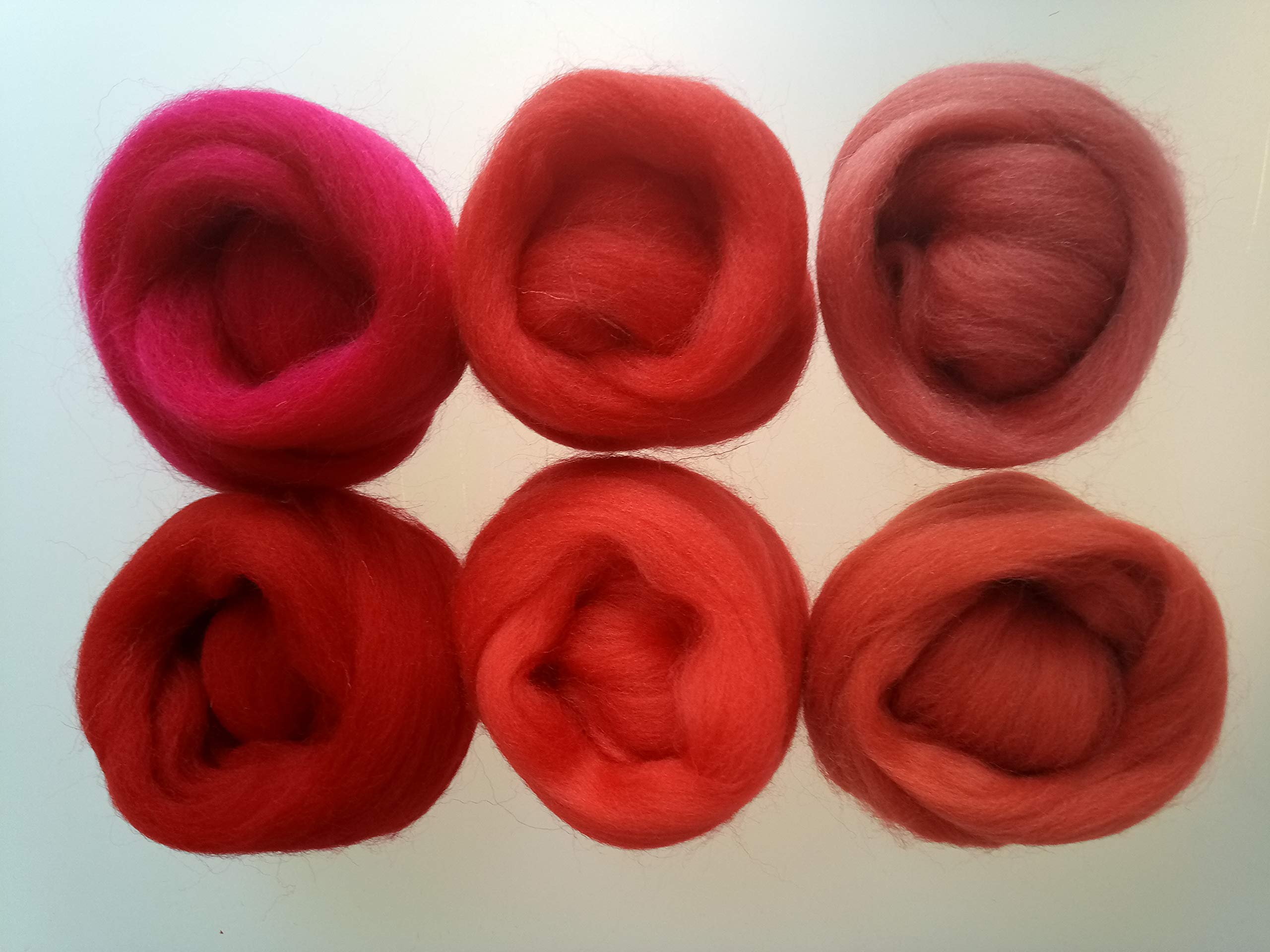 Pure Merino Wool Roving - Assorted Colours for Needle & Wet Felting, Spinning & Weaving, DIY Craft - 60 g Packs (Red) - Image 3