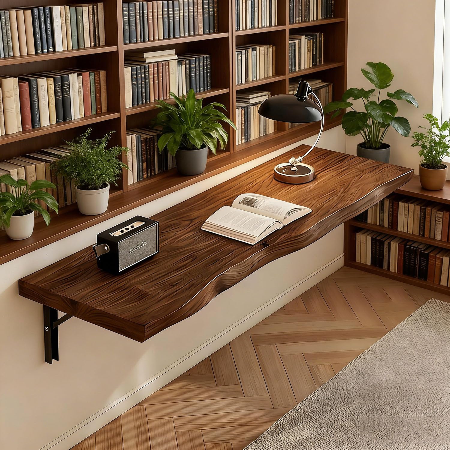 Mesa de pared que ahorra espacio, escritorio plegable resistente con soportes que soporta 330 libras, banco de trabajo para oficina en casa y pequeños