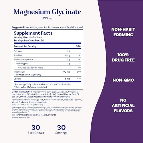 Miniatura 4 de Natrol Suplementos de glicinato de magnesio 100 mg, masticables suaves de limón cereza para un sueño saludable y cuerpo, glicinato de magnesio 100