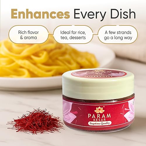 Miniatura 5 de Param Kesar Azafrán supremo, 100% orgánico, hilos de azafrán puro de Cachemira Super Mongra, grado superior, certificado de seguridad alimentaria,