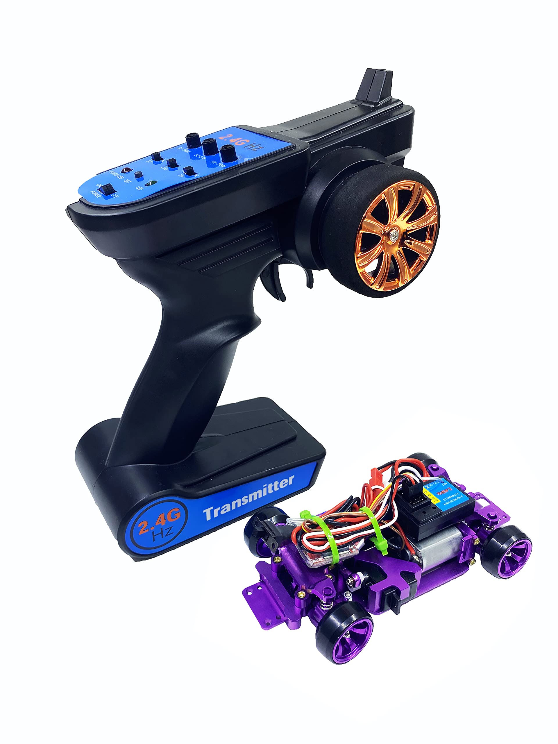 SakeyeRC Car DIY, 1/28 4WD Metal Rear Drift Repellent, DRZ XRX Mini Z, Purple, Remote Control