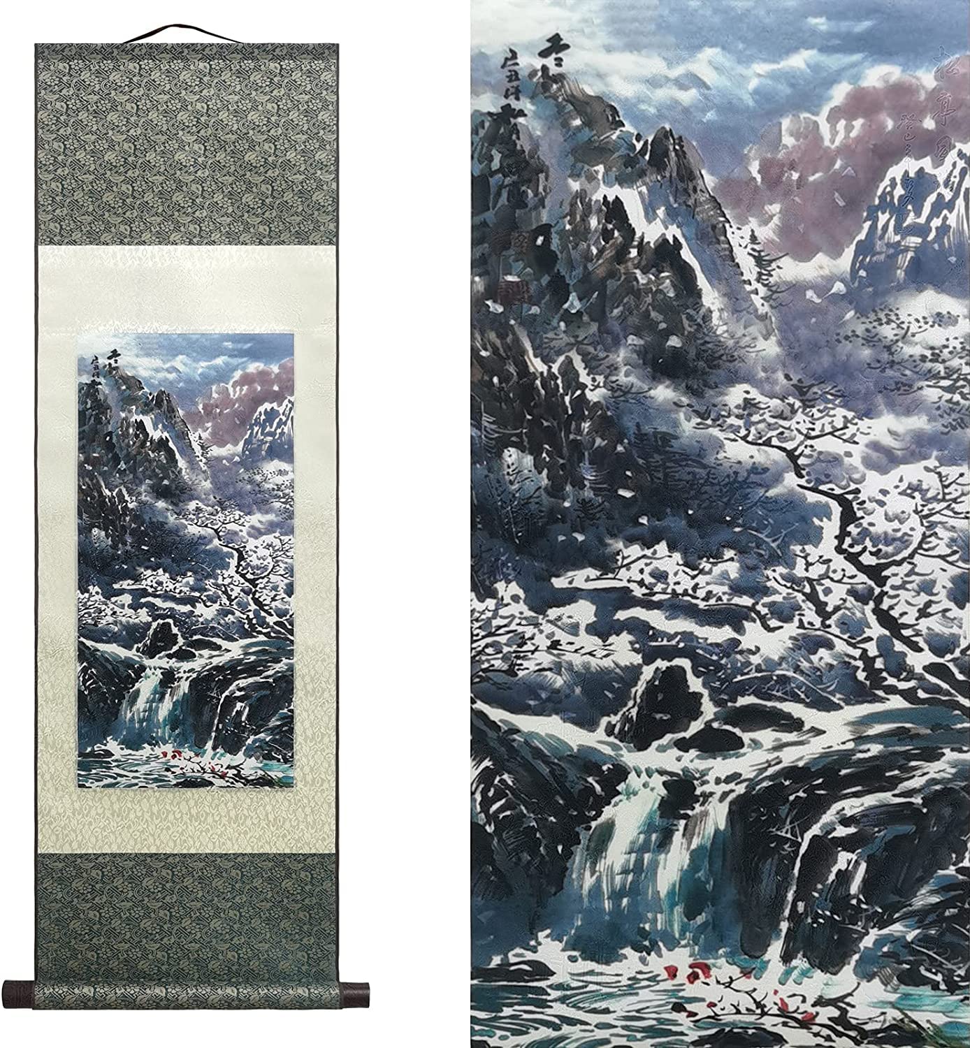 Vrfvsdasaas B4 Chinese Wall Art, Chinese Wall Art Scroll Painting,Landscape Paintings Hanging Silk(B4)