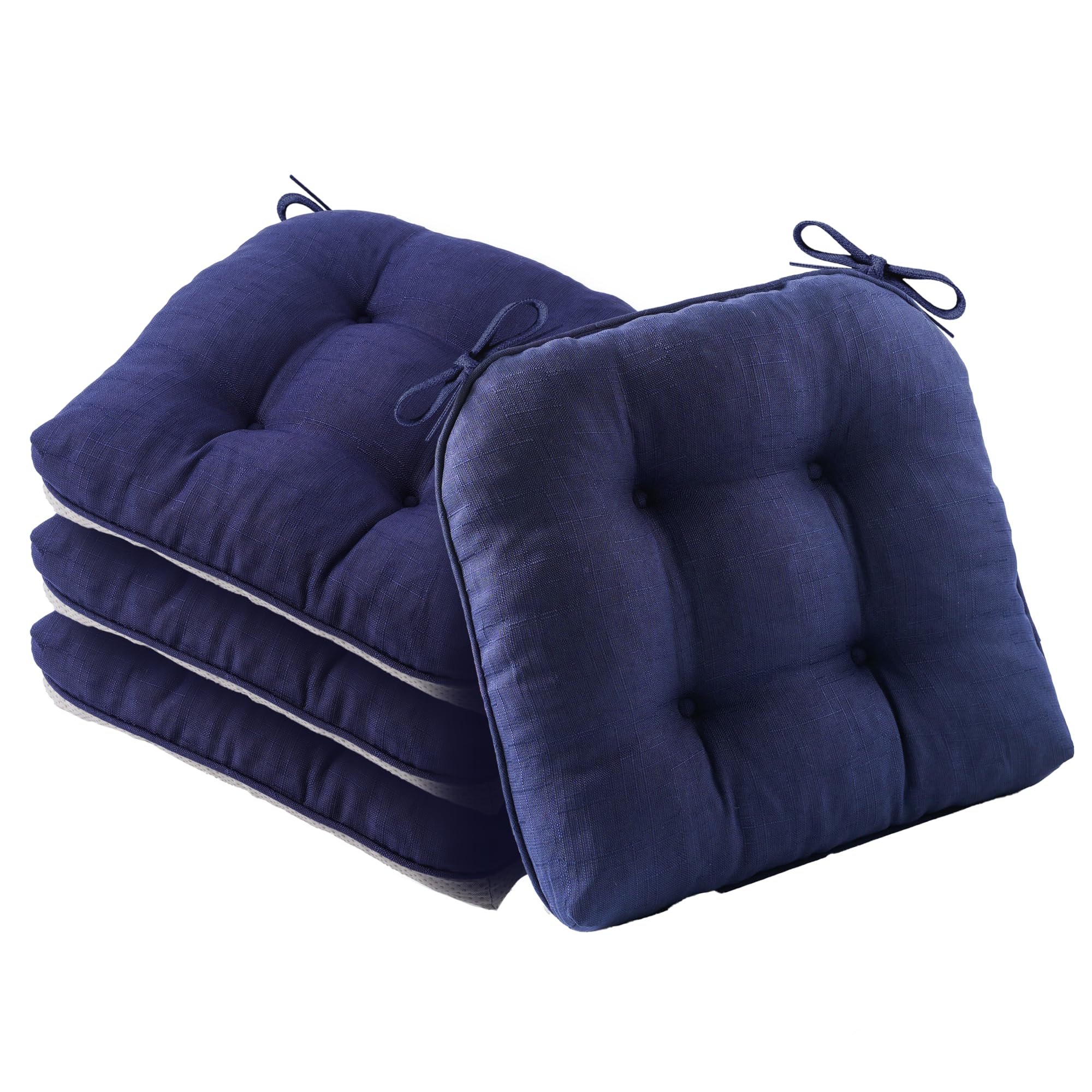 Battilo Seat Cushions for Kitchen Chairs, 4 Pack, 15.5"x15.5"x4", Navy Blue
