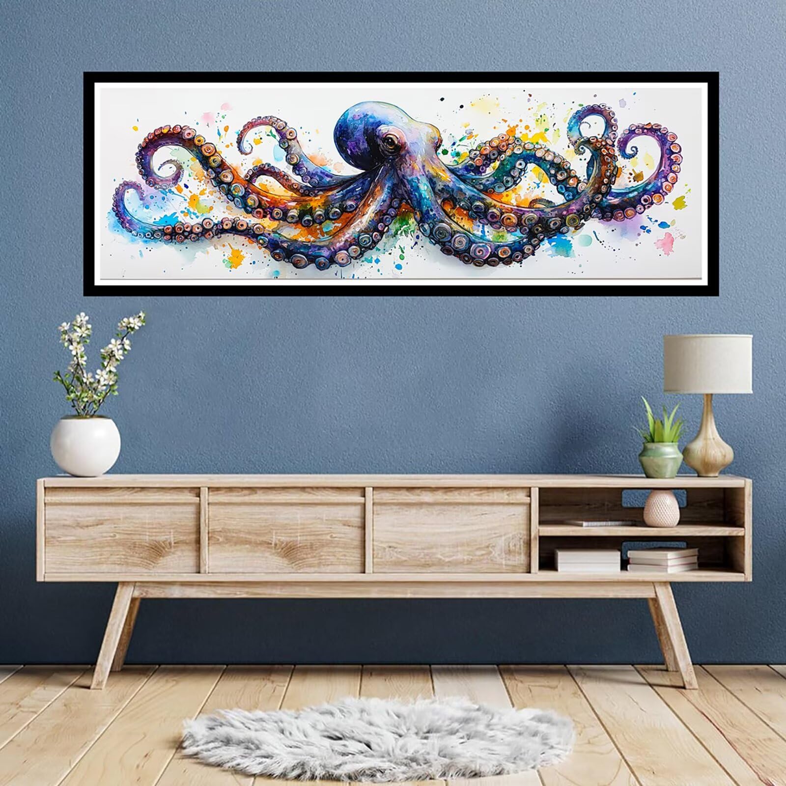 5D DIY ośmiornica diamentowy obraz duży rozmiar 80 x 240 cm, diamentowe malowanie dorosłe zwierzę, malowanie diamentowe haft ścieg krzyżykowy kryształ górski kreatywny zestaw do dekoracji wnętrz TU0N