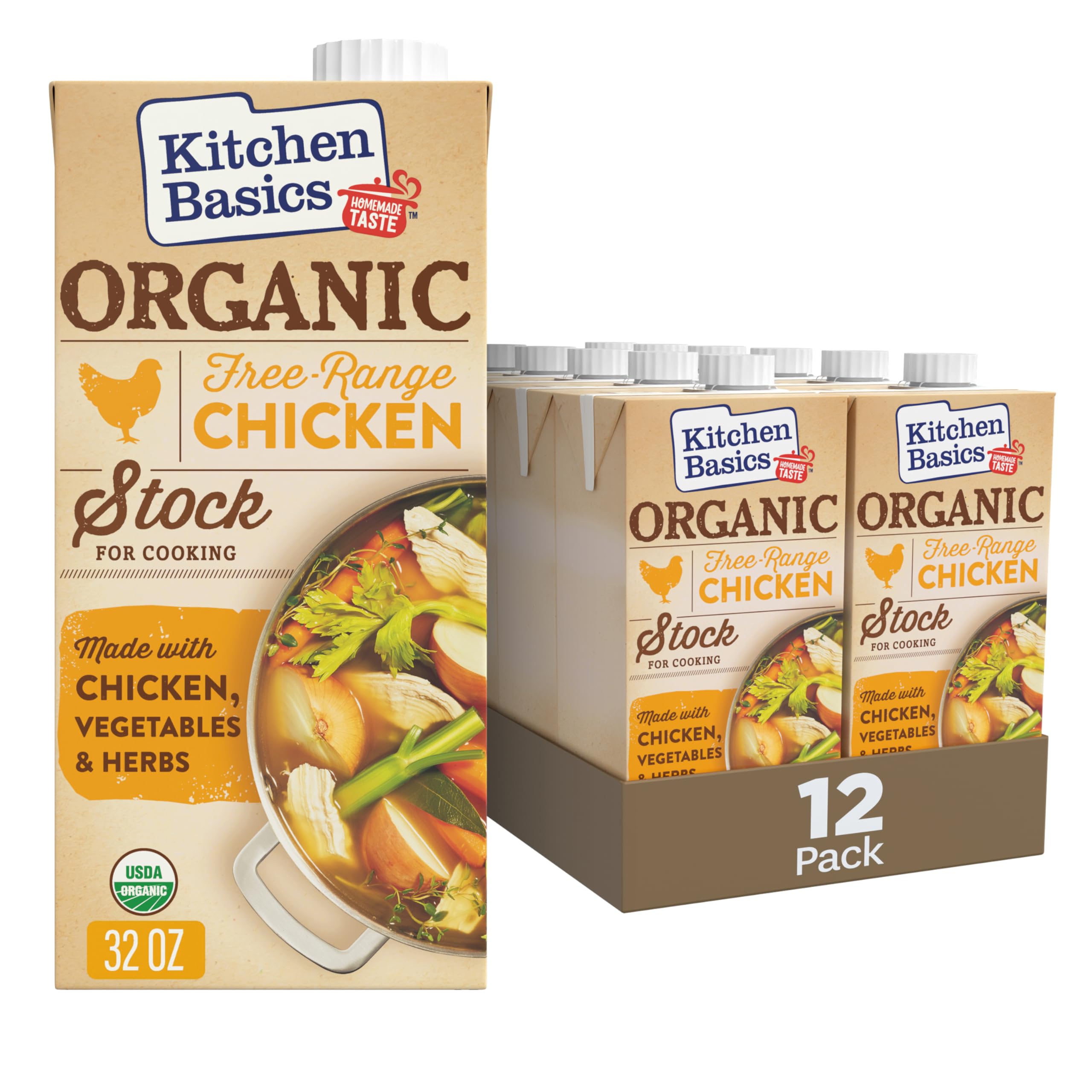 Organic Free Range Chicken Stock, 32 Oz (Pack of 12)