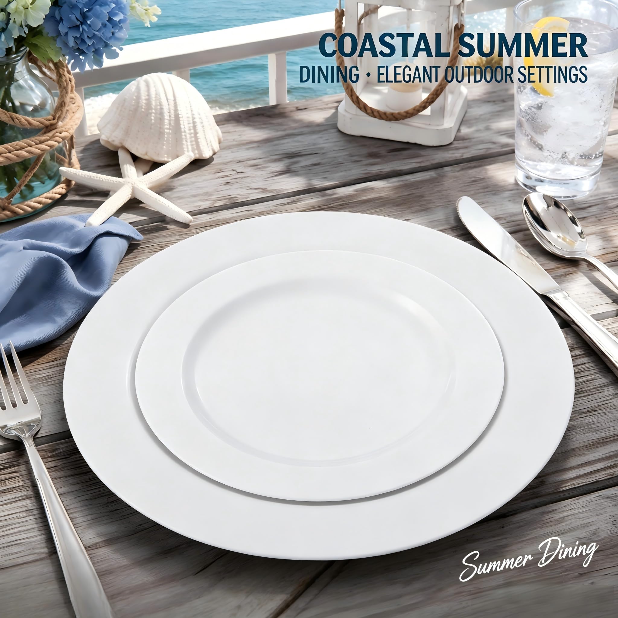 White Disposable Plates - 60 Pack for Parties & Weddings -2