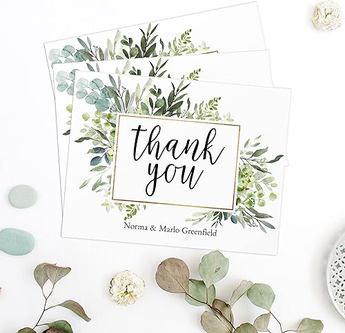 Miniatura 4 de Tarjetas de agradecimiento florales personalizadas de exuberante vegetación  100 tarjetas de agradecimiento modernas con sobres blancos tarjetas de