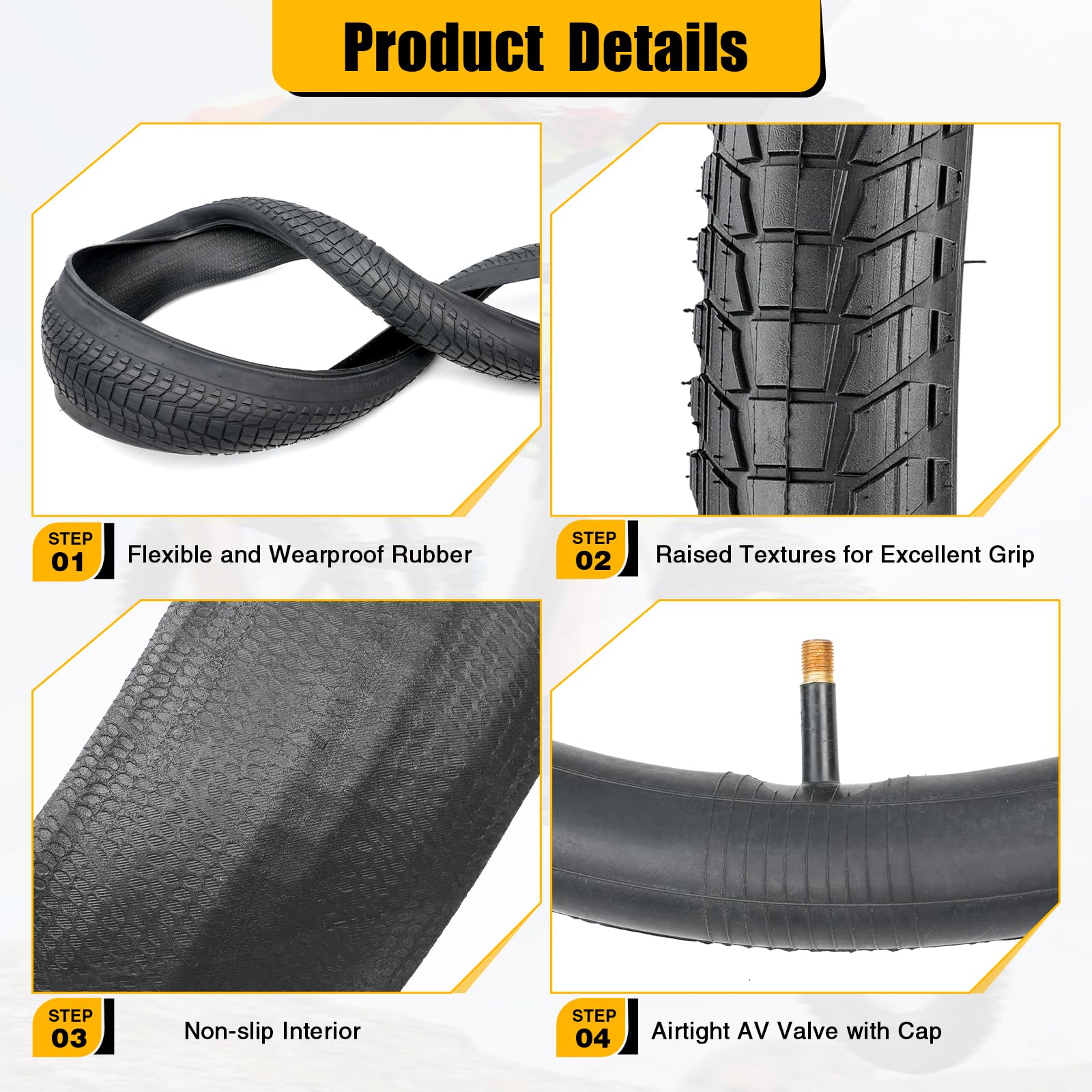 ZUKKA 1/2 Pacco 20 x 2.125/24 x2.25/26x2.25 Pneumatici per bici con camere interne/no Tubi Mountain Bike Pneumatici pieghevoli di ricambio per MTB, bici per bambini, BMX