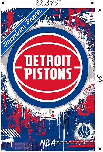 Miniatura 3 de Trends International NBA Detroit Pistons - Póster de pared con logotipo Maximalist 23, 34 pulgadas de largo x 22.4 W, versión premium sin marco