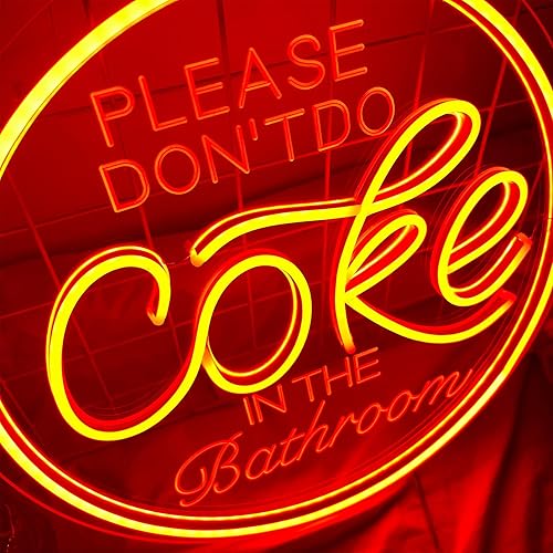 Miniatura 2 de Letrero de neón con texto en inglés Please Dont Do Coke In The Bath para decoración de baño, diseño tallado en 3D, letrero LED de neón para