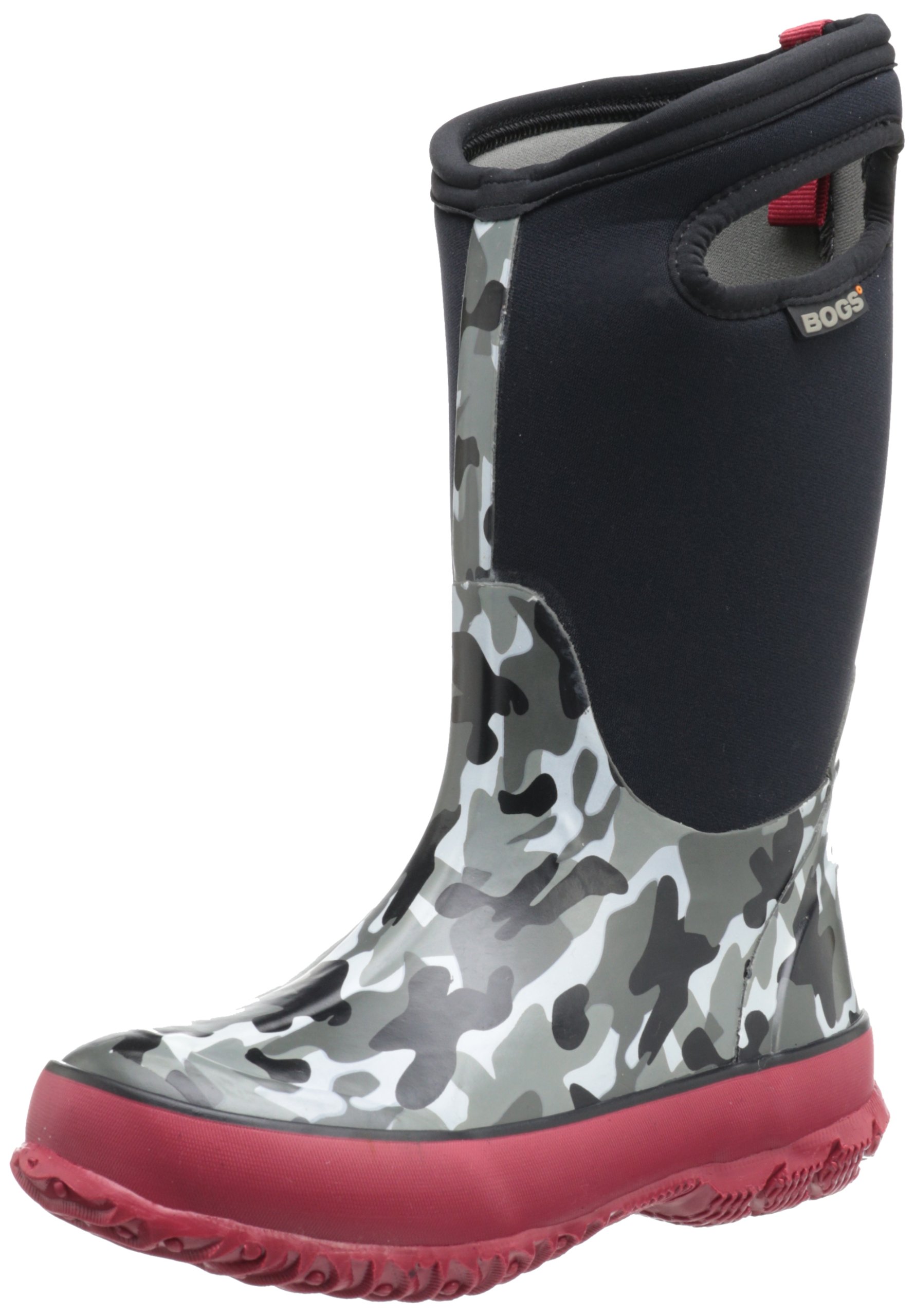 BOGS Boy's Classic High Waterproof Insulated Rubber Neoprene Rain Boot, Camo Print/Black/Red, 9 Little Kid