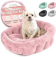 Vista 1 de KindTail Small Orthopedic Dog and Cat Bed - Faux Fur Luxury Cuddler for Pets Under 15 lbs, Comfortable Waterproof Material with Nylon Base - 20" x