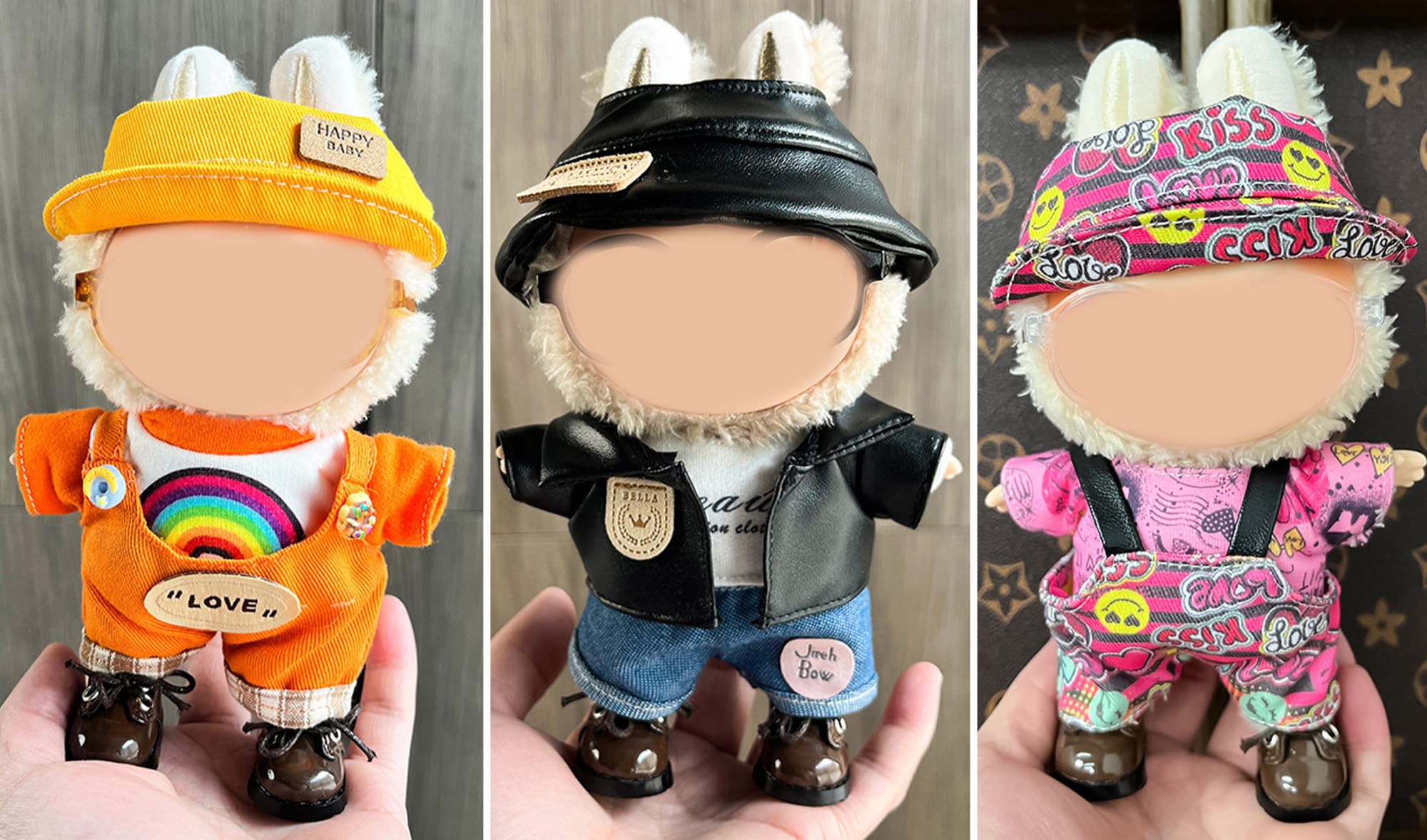 ebuddy Lot de 3 vêtements de poupée pour poupées en peluche de 17 cm – Ensemble de