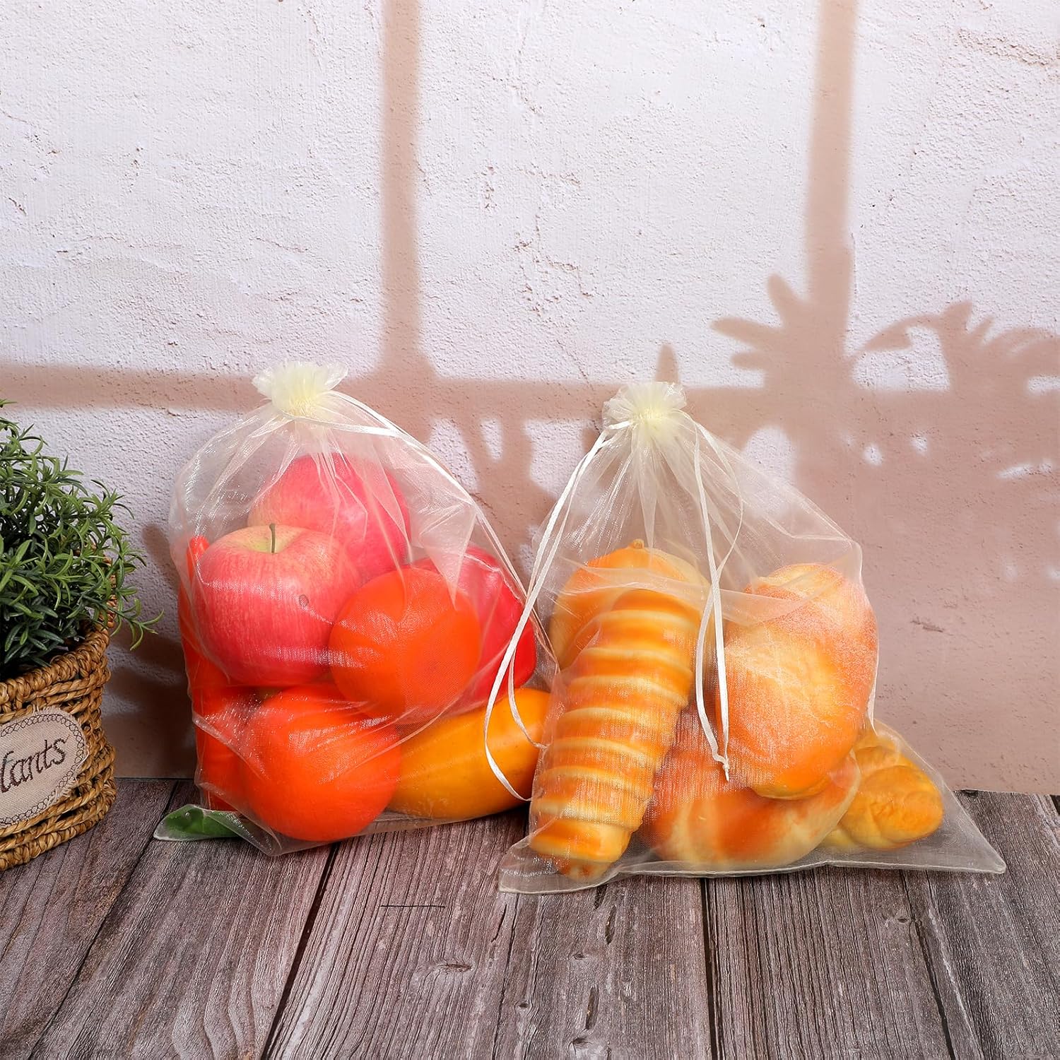 FdcLixuvol 30 Pack Organza Bags, 10 x 14 Inch Large Mesh Bag Sheer Organza Bags Drawstring for Christmas Candy Bag Jewelry Christmas Wedding Party Favor Pouch (Beige) - Image 7