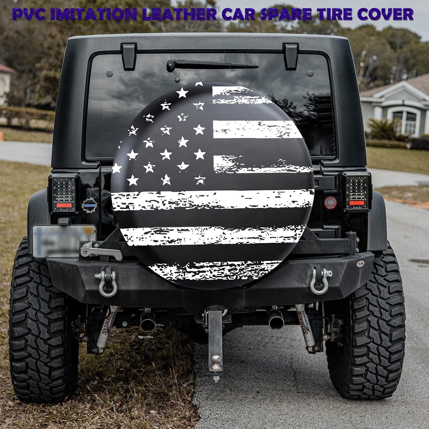 Black White Vintage American Flag Spare Tire Cover Protectors Weatherproof Dust-Proof for Fit for Jeep Wrangler RV, SUV, Truck Travel Trailer,Waterproof Tires 14" 15" 16" 17" 18''