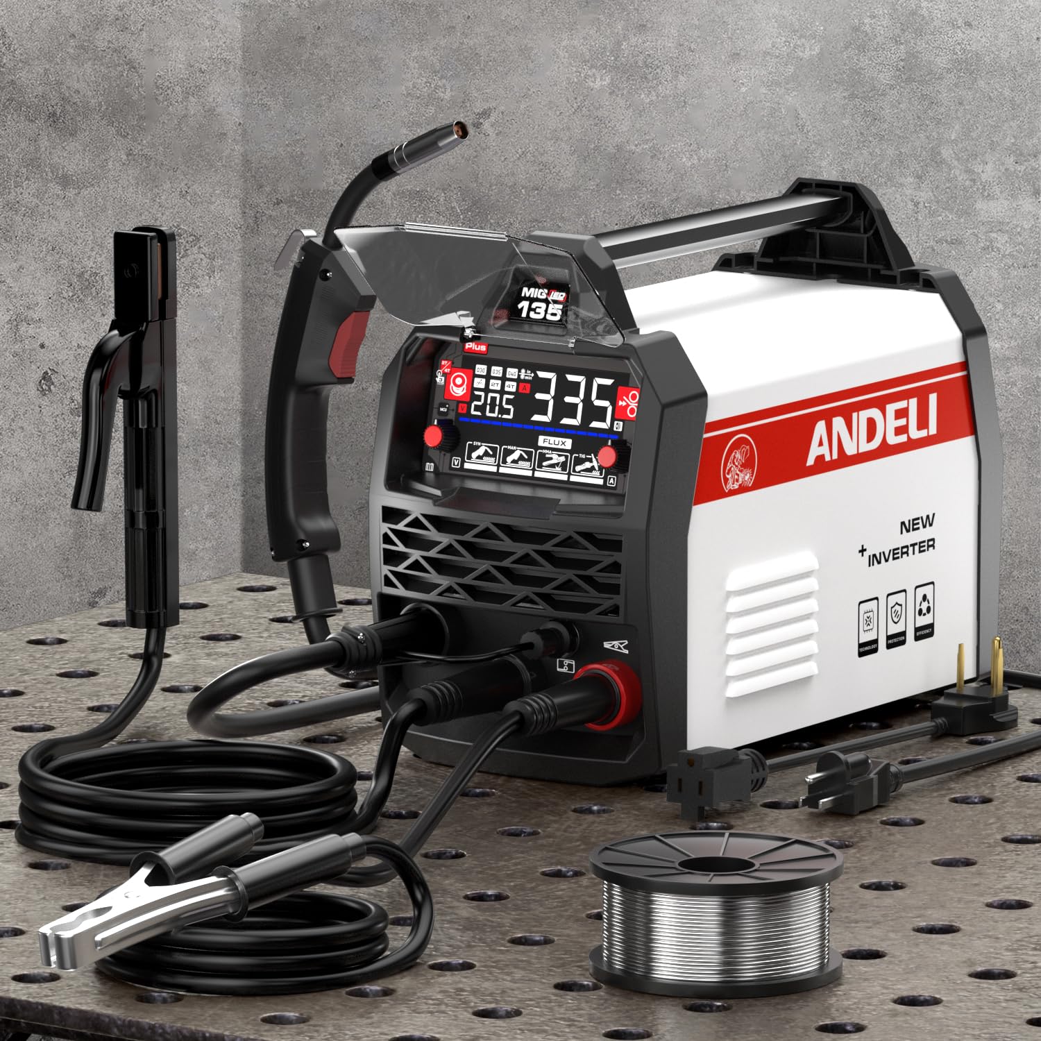 ANDELI MIG Welder 135PLUS,110V/220V MIG Lift TIG MMA 3 in 1