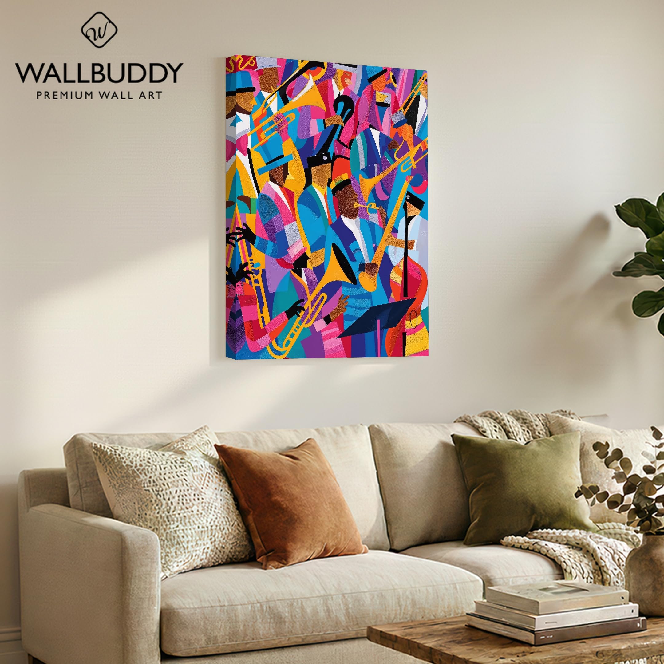 Wallbuddy Stampa Artistica Astratta di una Ban (30 x 40 cm, Tela su telaio)