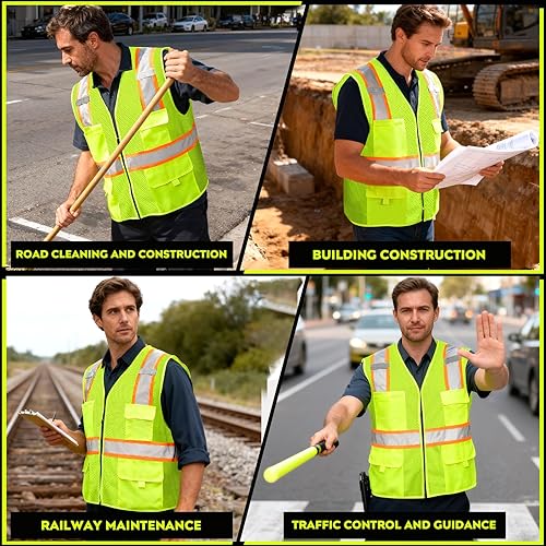 Miniatura 4 de Chalecos de seguridad con logotipo personalizado (S, M, L, XL, 2XL, 3XL, 4XL) Chalecos de seguridad reflectantes de alta visibilidad Clase 2