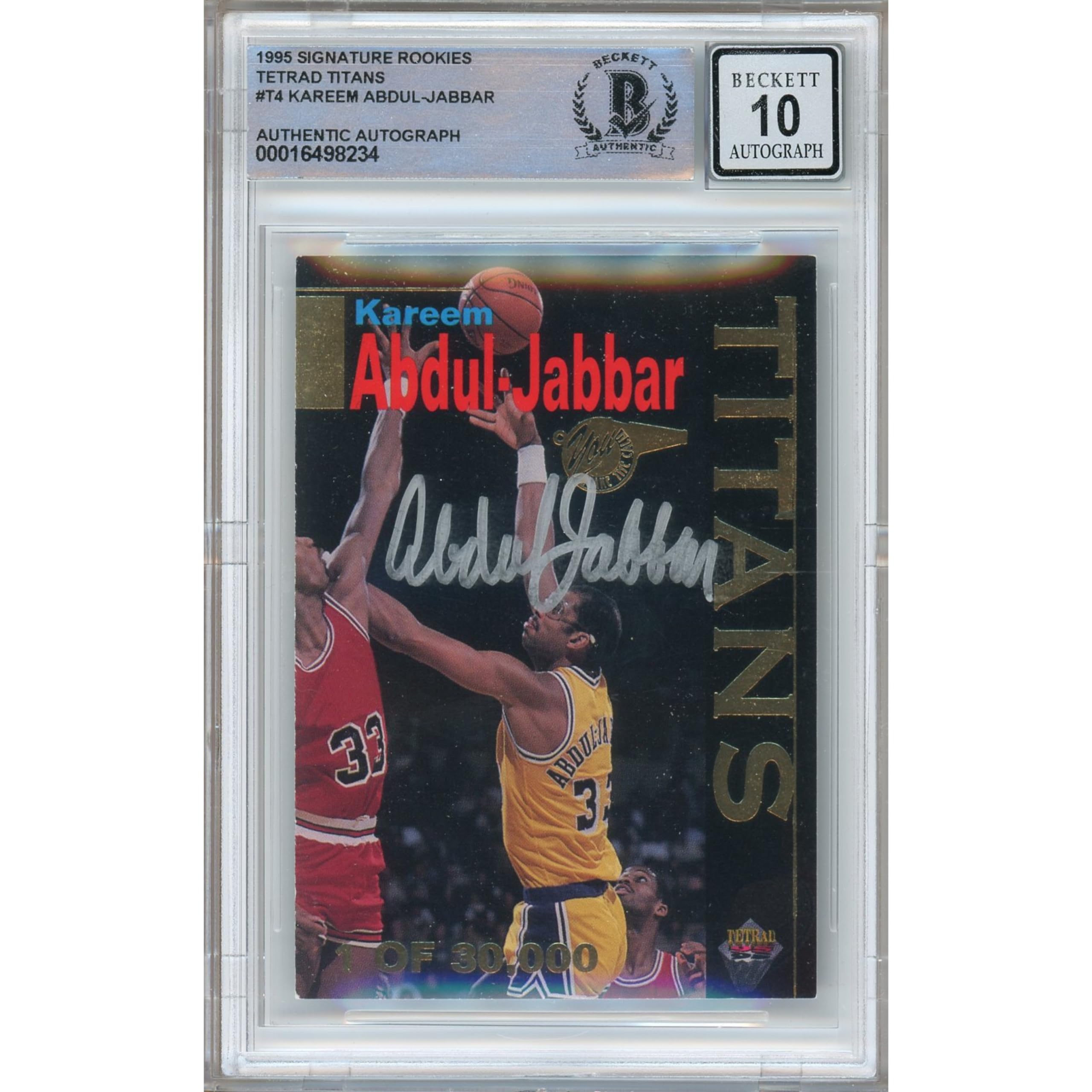 Amazon.com: Kareem Abdul-Jabbar Signed Basketball Card, 1995 