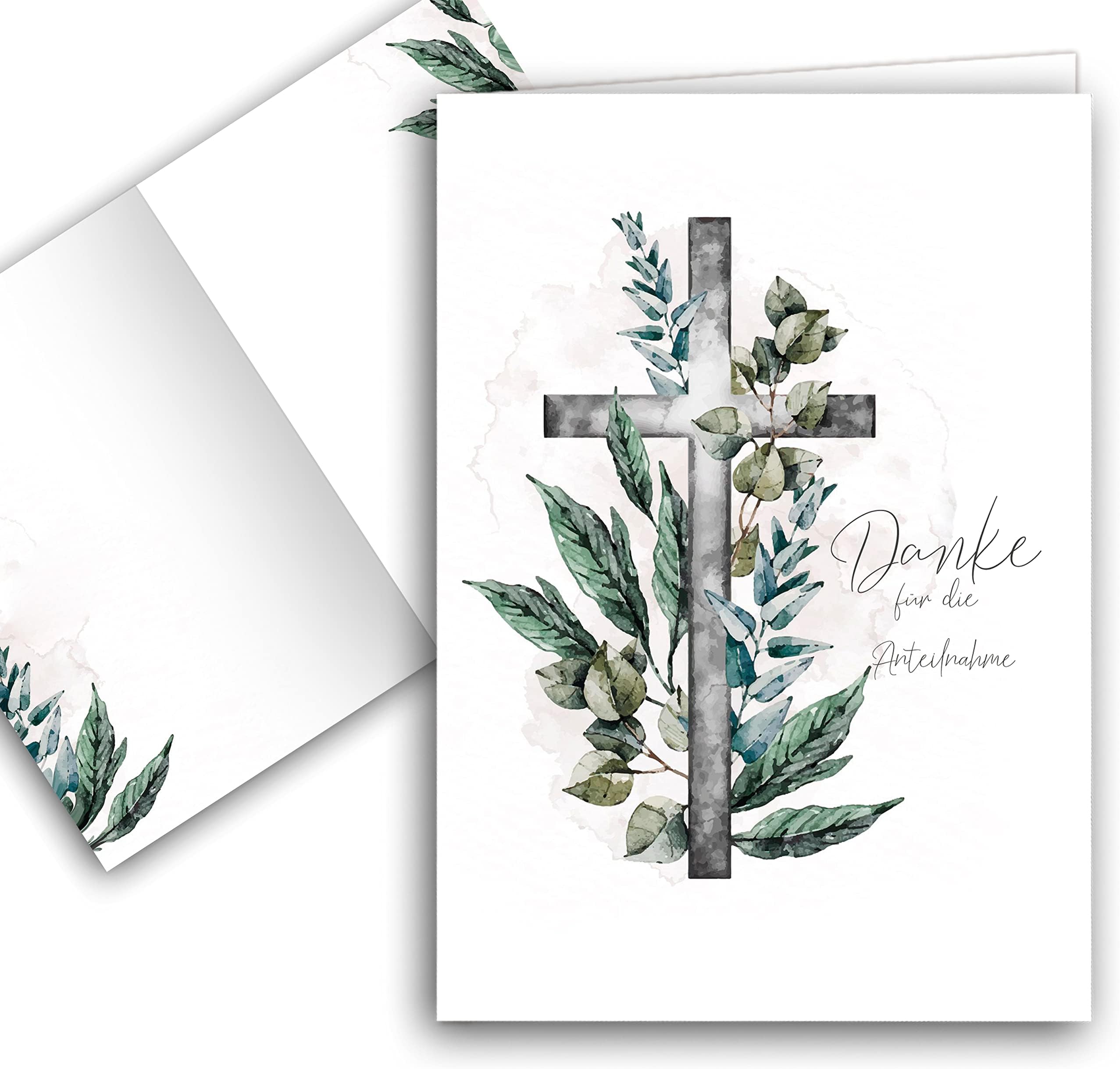 10 Danksagungskarten Trauer mit Text und Umschlag Dankeskarte ...