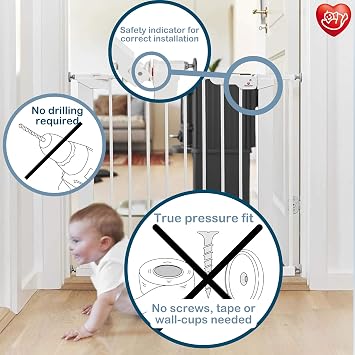 BabyDan Premier Pressure Fit Stair Gate, 73.5-93.3 cm, White