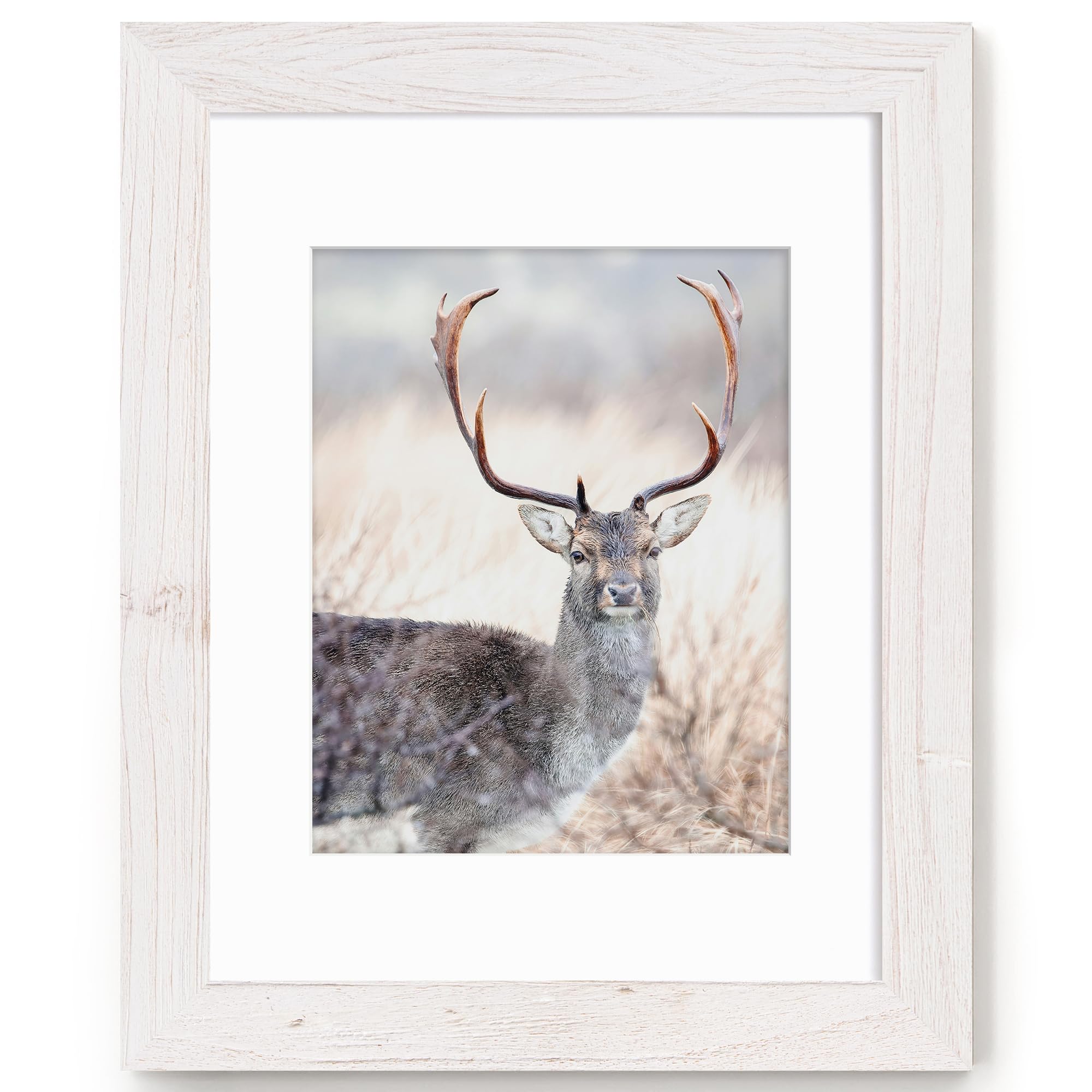 Fun Memories 11x14 Picture Frame-Real Tempered Glass, Rustic Wooden Photo Frames 11 x 14, White, 1 Pack