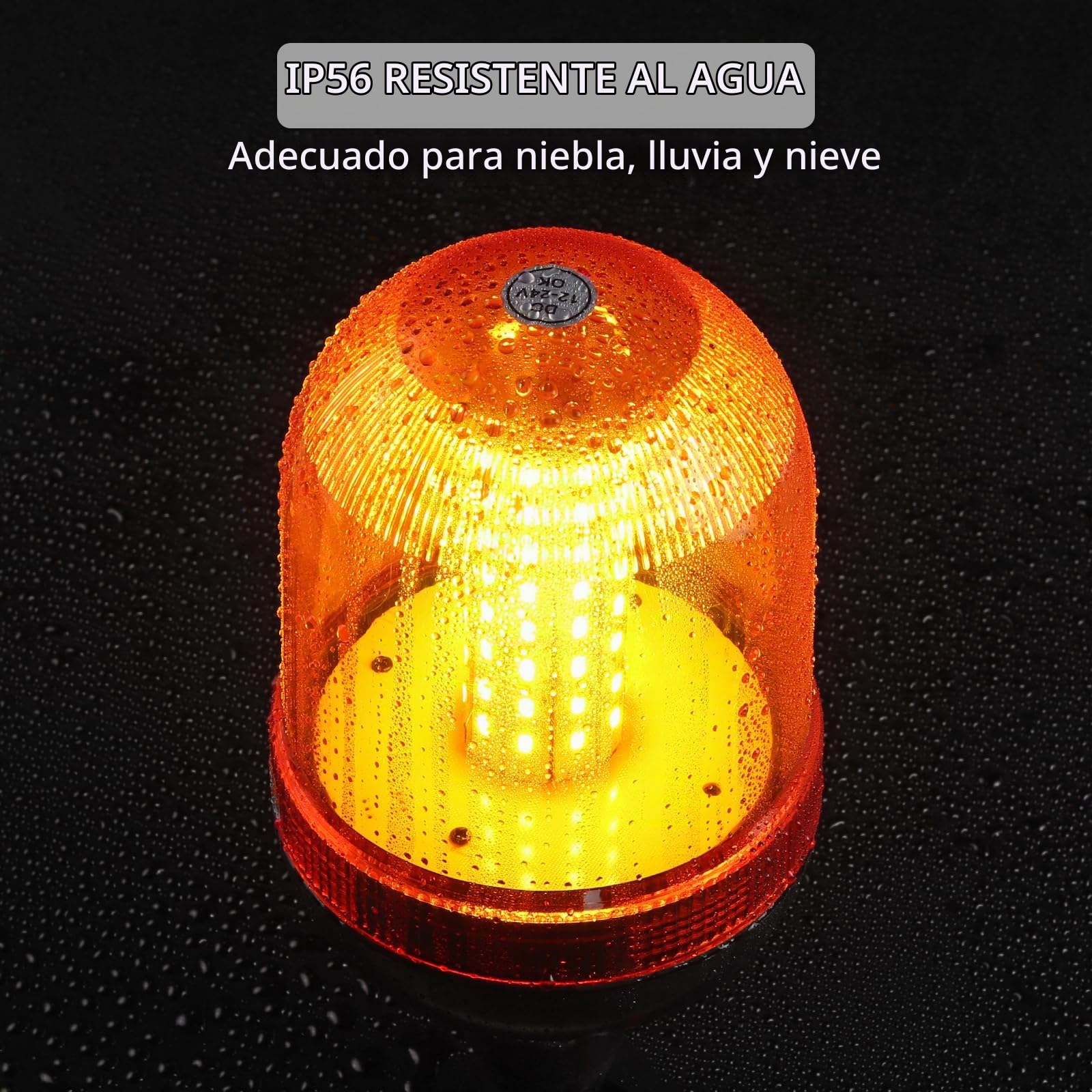 Justech 2PCs Rotativo Luz LED Naranja R65 E9 80LEDs Luz de Emergencia 12V-24V Impermeable IP56 3 Modos de Flash Faro Intermitente de Advertencia para Caravana Camión Tractor