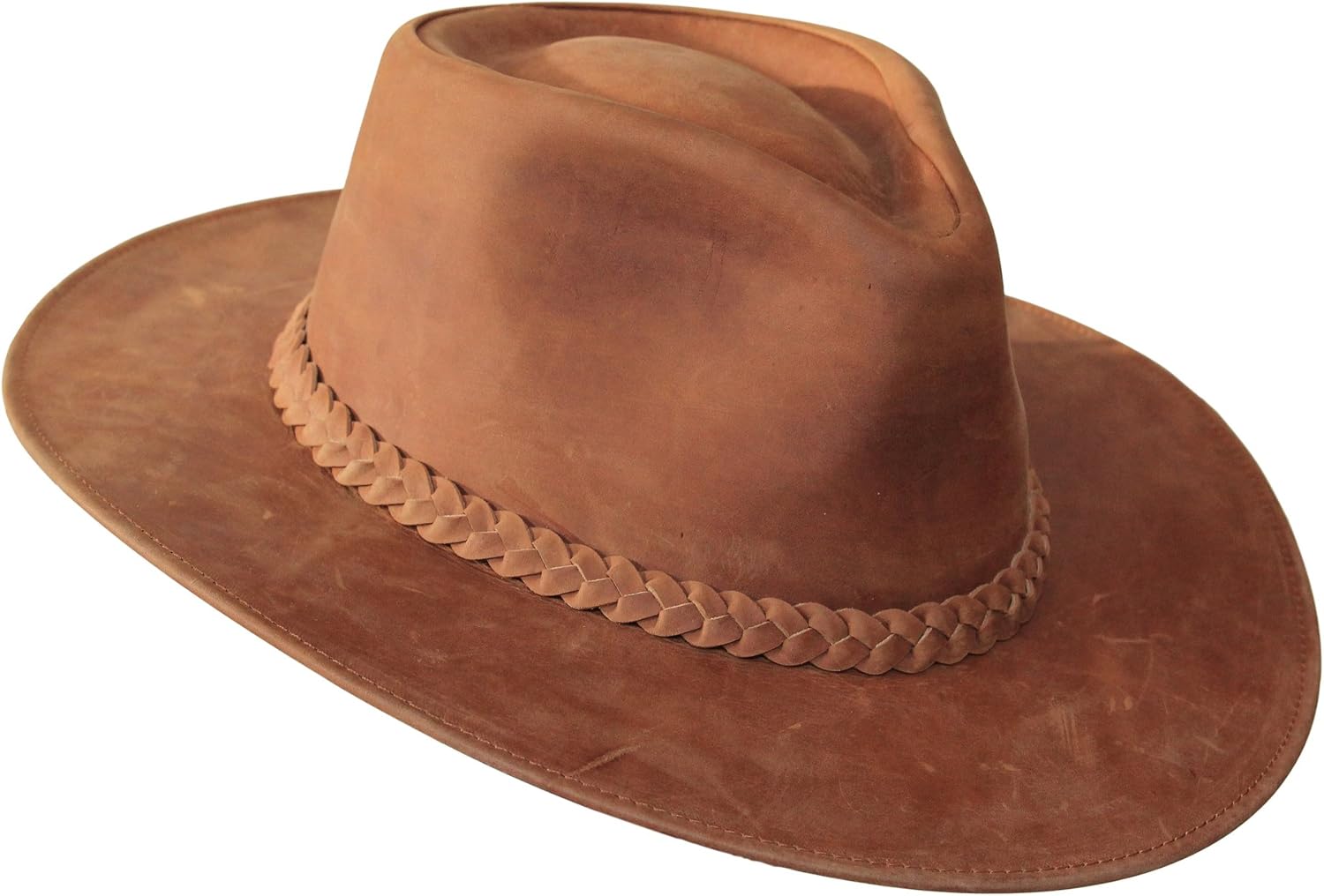 Borges & Scott Premium Leather Fedora - Wide Brim Hat Leather - Water Resistant - Image 7