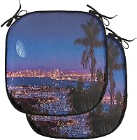 Vista 154 de Lunarable USA Chair Cushion Pad, American Cities Skylines Metropolis Architecture Sketch Style Hand Drawn Art Print, Seat Padding for Kitchen &