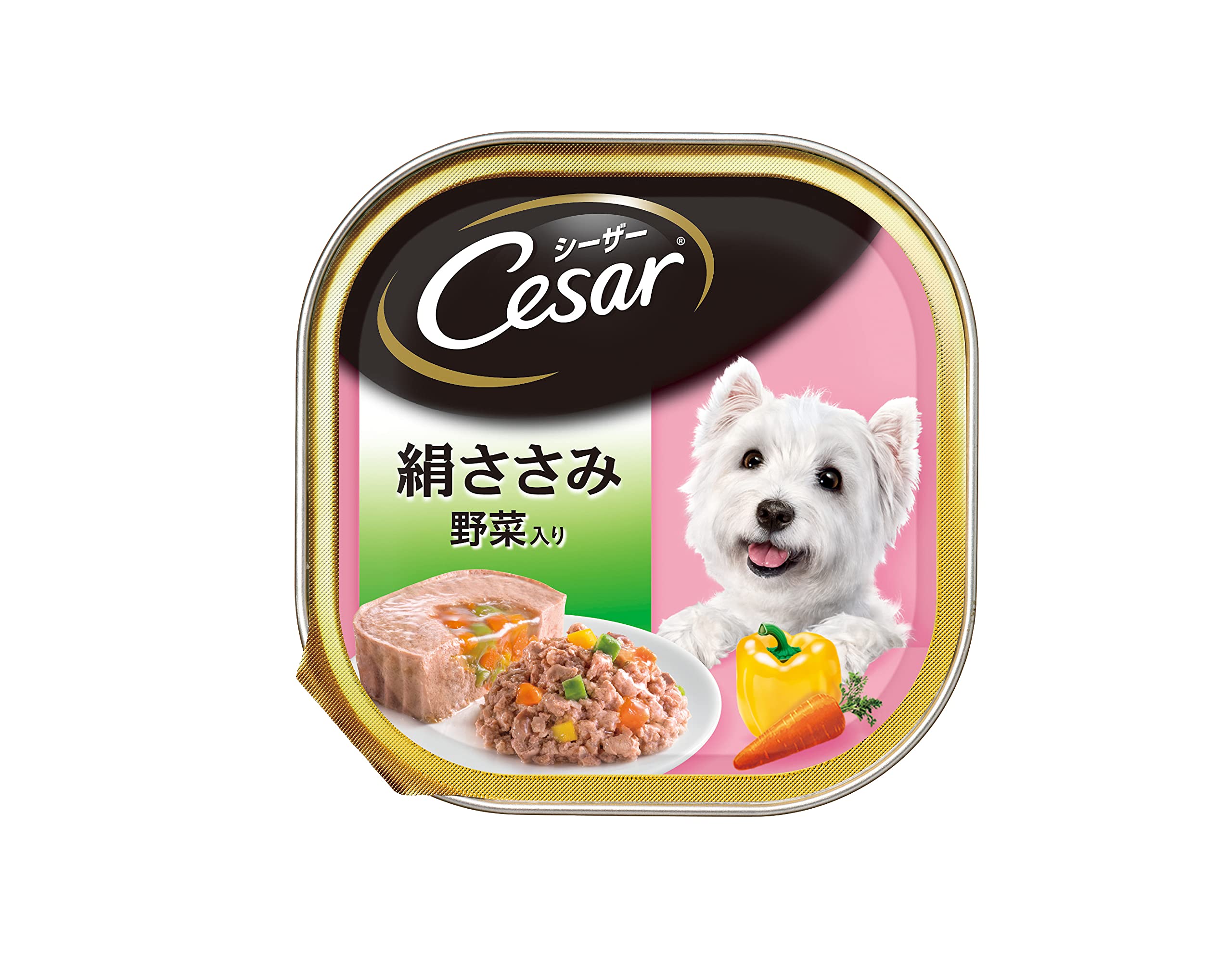 Amazon.co.jp: シーザー トレイ 成犬用 100g×24個 絹ささみ 野菜入り