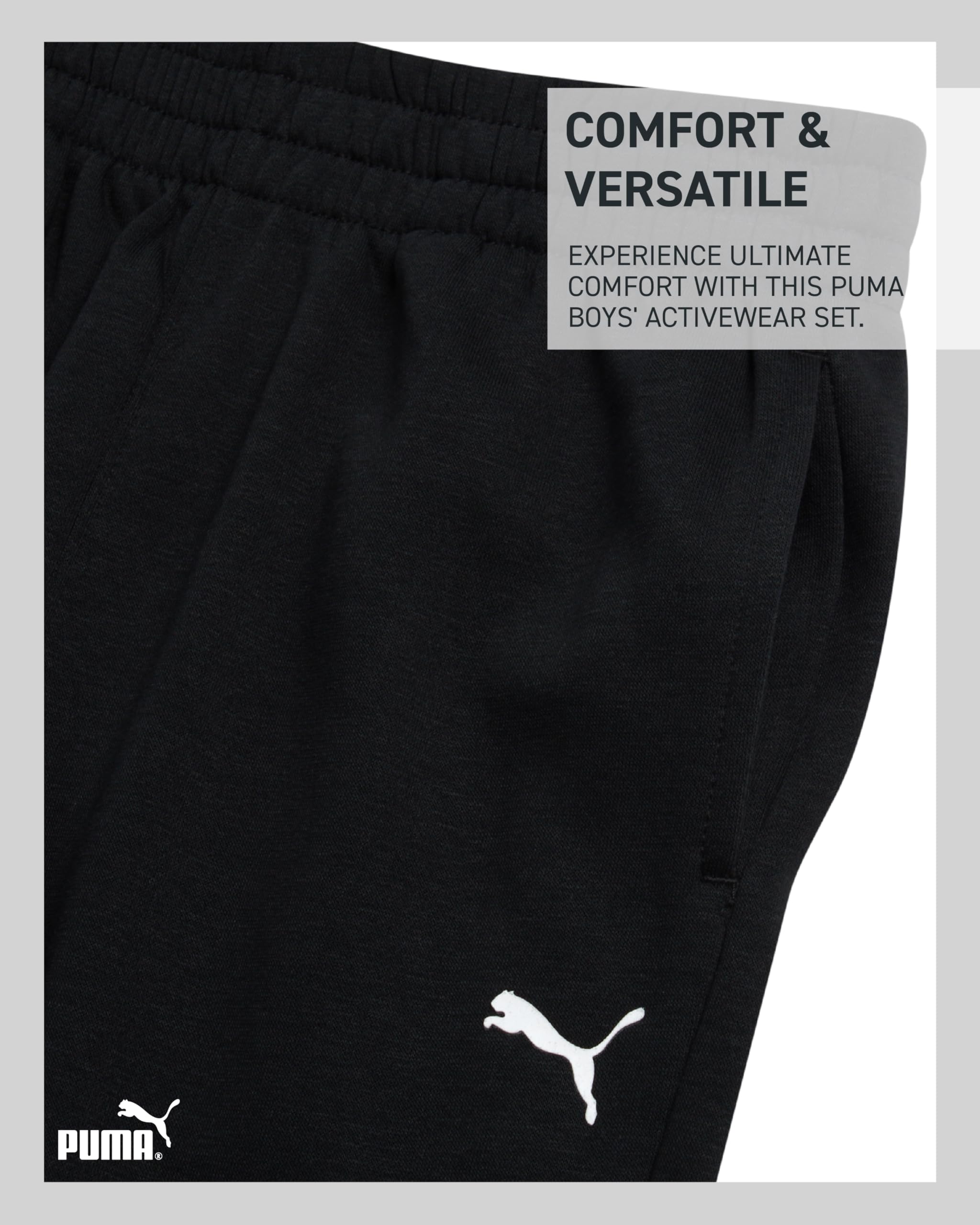 PUMA Ensemble 2 pièces de survêtement en polaire douce à col rond pour garçon et pantalon de jogging pour enfants (4-16)