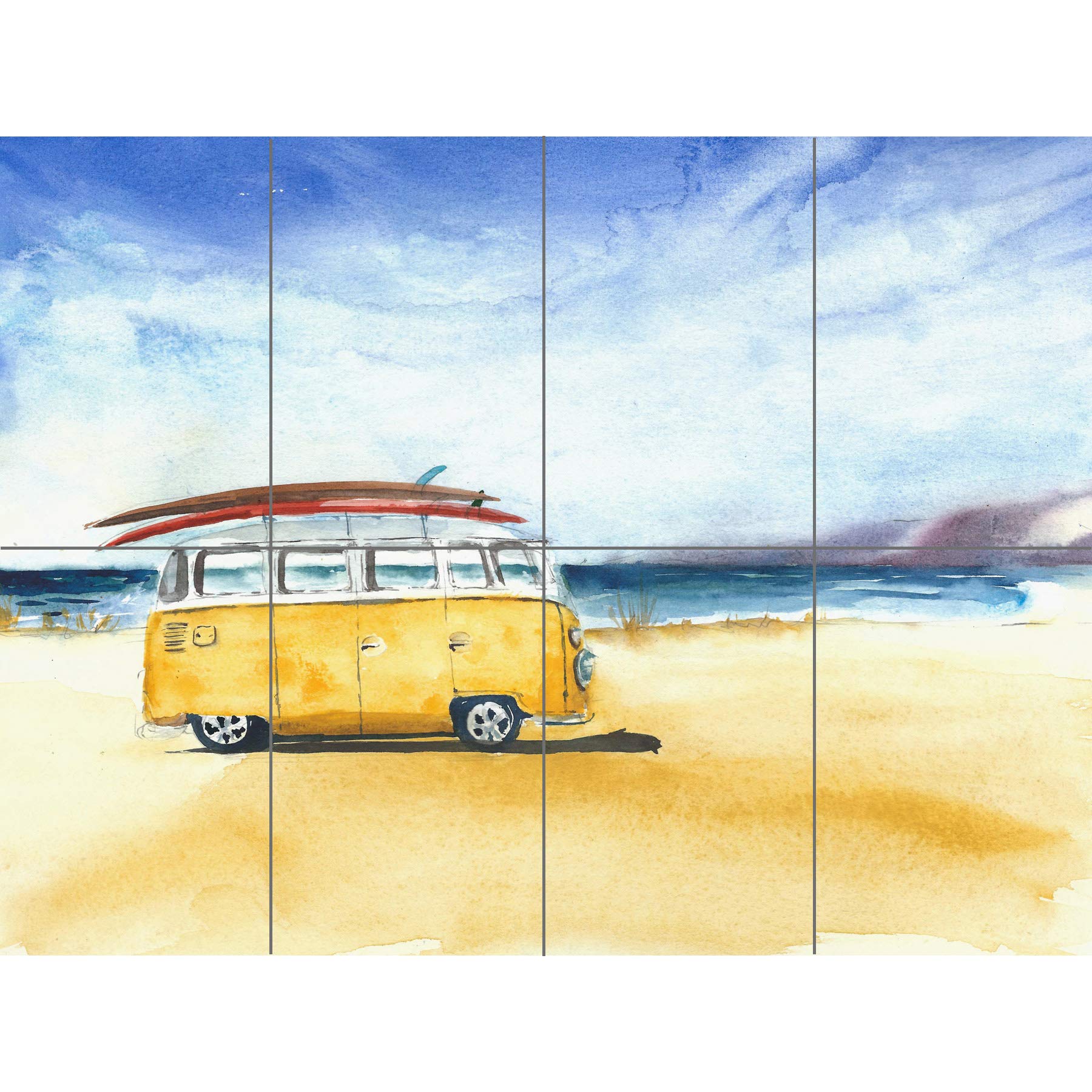 Artery8 Van Surfing Trip Painting XL Giant Panel Poster (8 Sections)
