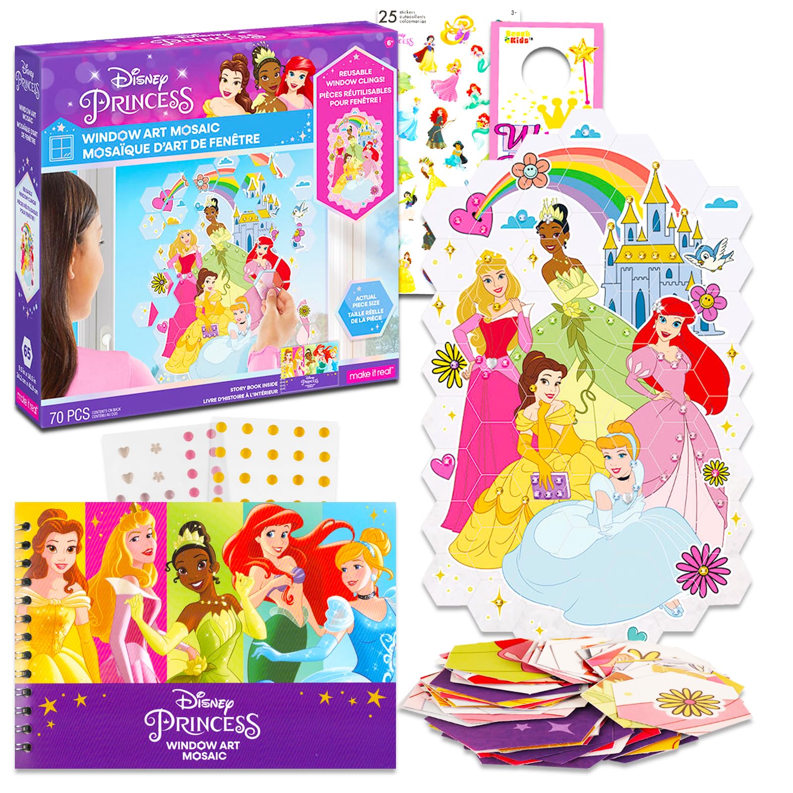 Disney Princess Puzzle Window Art Mosaic - Bundle with Disney Princess Window Art Set: Window Clings, Stickers, More | Disney Princess Arts and Crafts