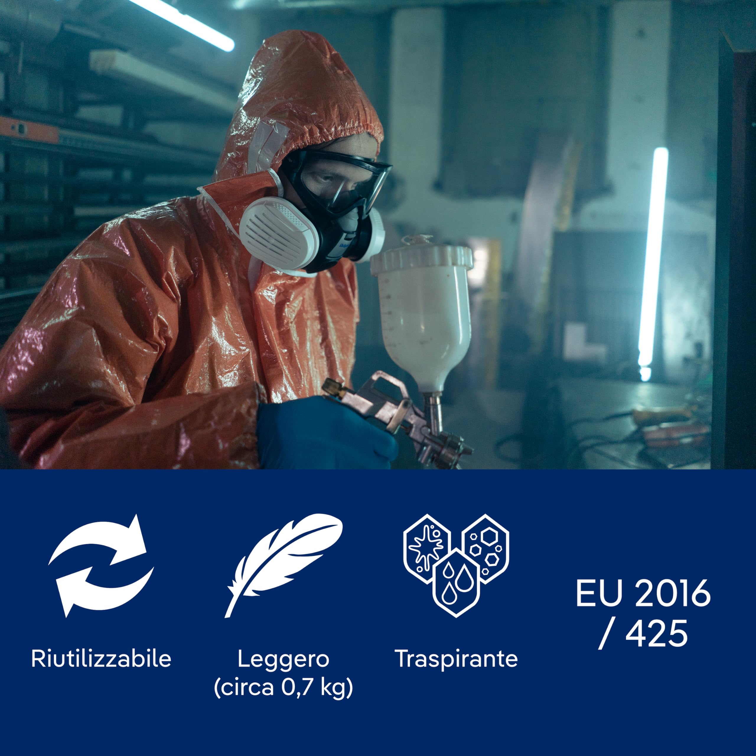 Dräger SPC 4400 Tuta protettiva contro polveri e liquidi in materiale CLF con alta resistenza chimica | Tuta antispruzzo arancione per vernici e prodotti chimici | Taglia L