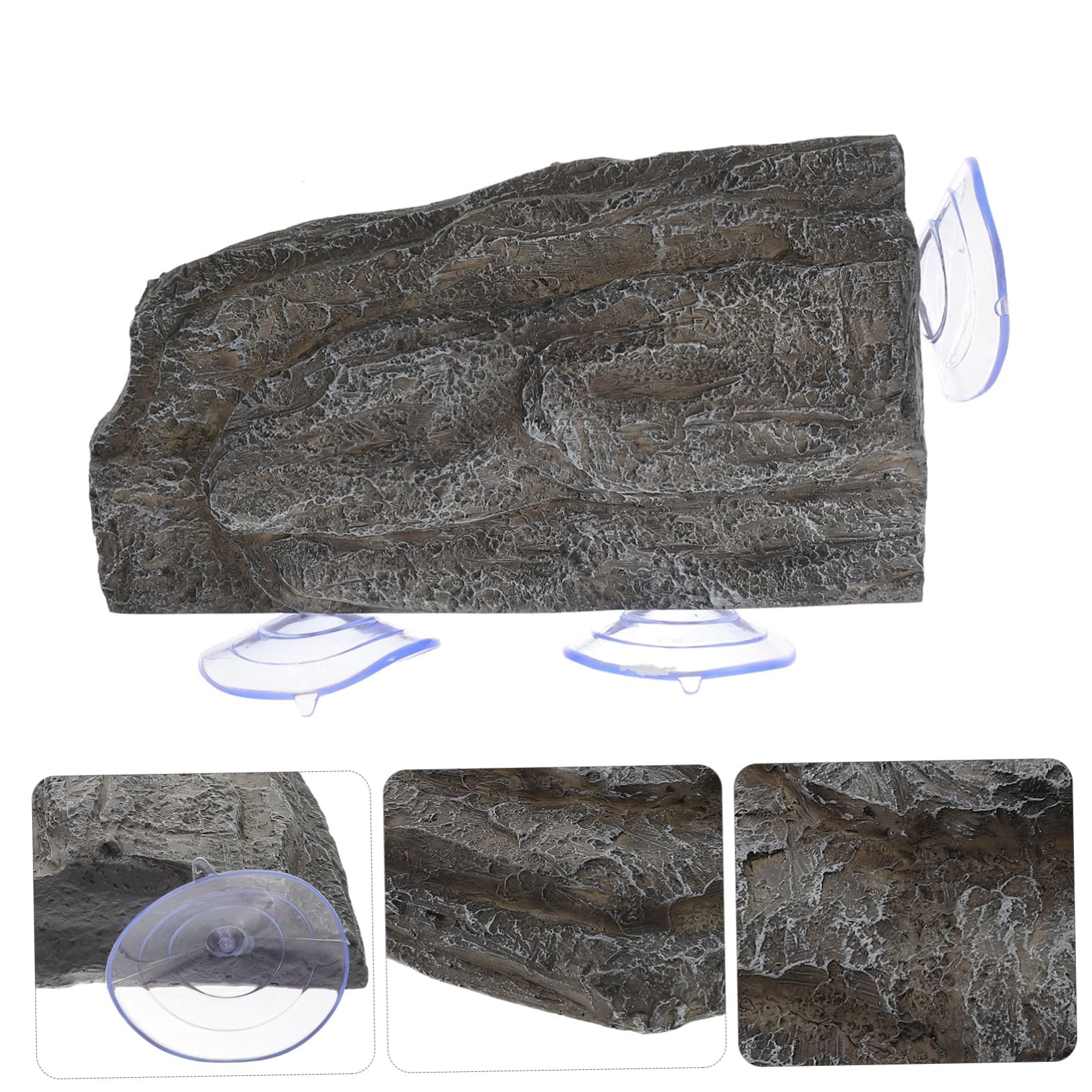 Schildkrötenplattform Sonnenplatz mit Starkem Saugnapf Steinoptik Aquarium Dekoration für Terrarium Kleine Reptilien
