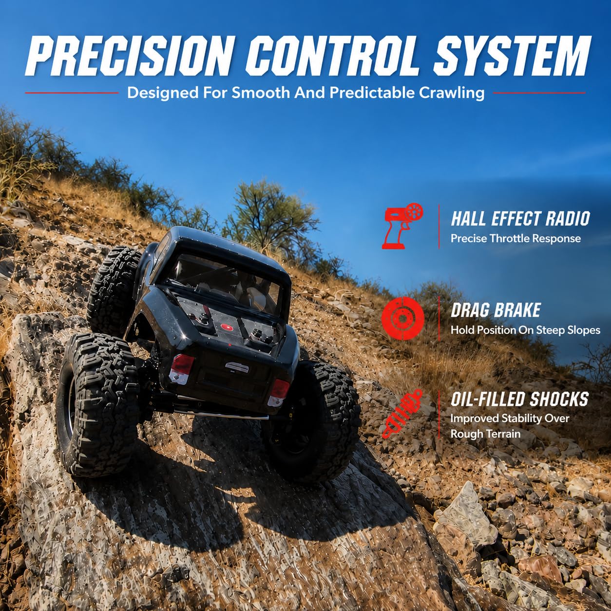 UDIRC UCX1804PRO 1/18 RC Crawler sin escobillas, camión de roca de dirección de 4 ruedas