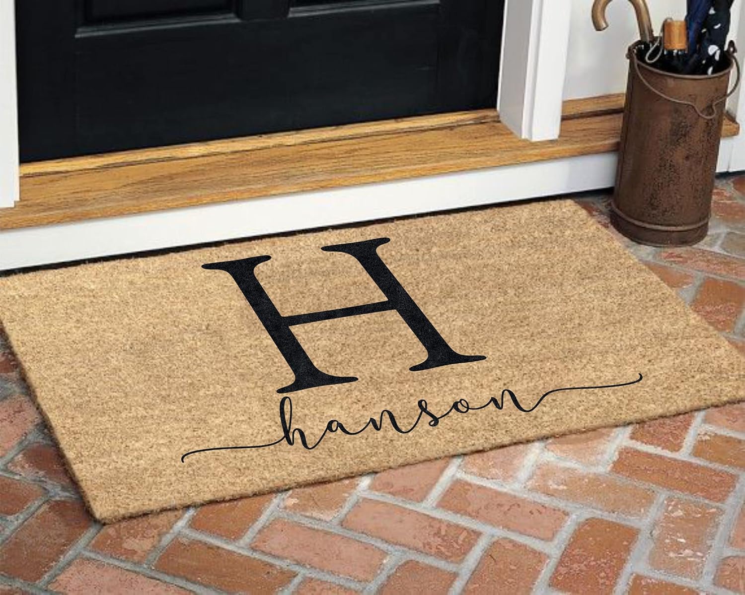 MRC Wood Products Personalized Monogram and Family Name Coir Coconut Husk Doormat - Available in Three Sizes (18"x 30")