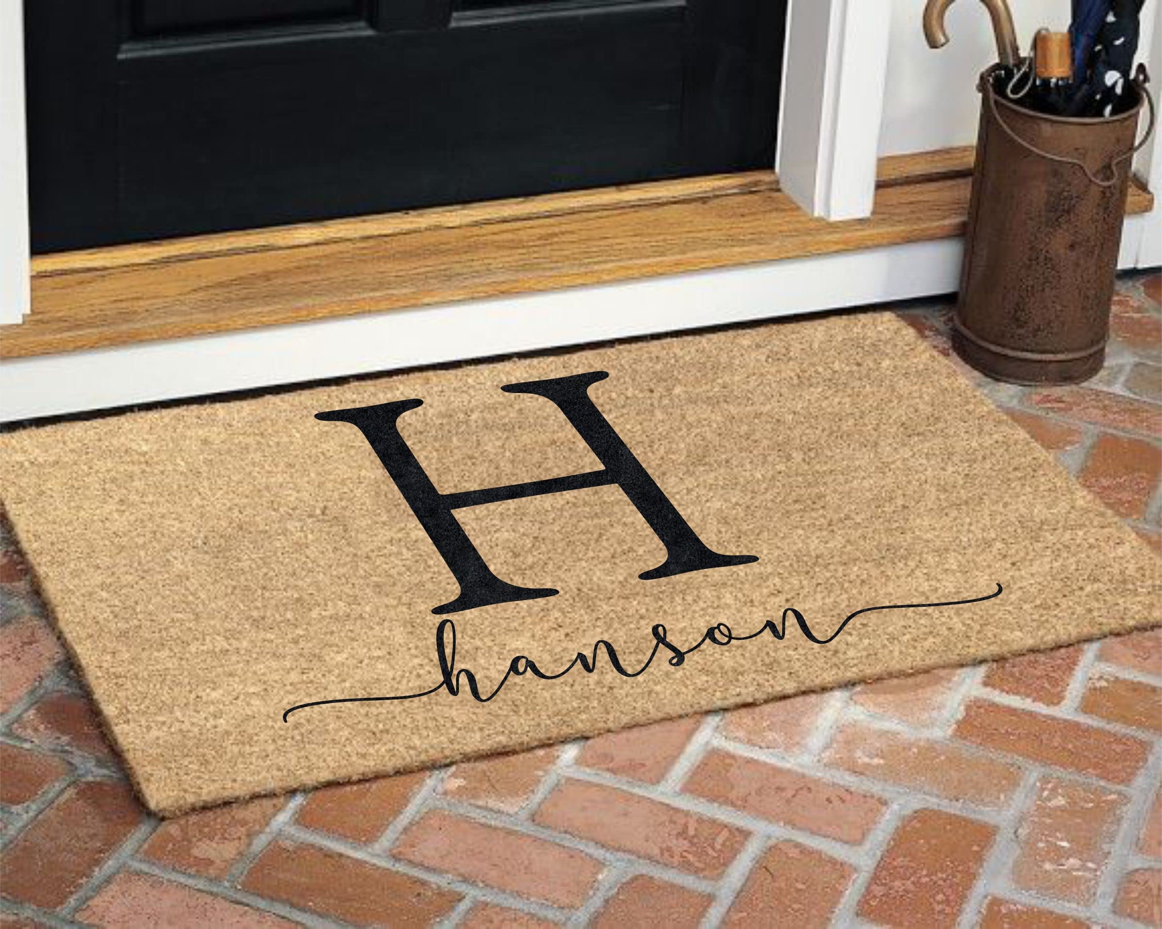 Personalized Monogram And Family Name Coir Coconut Husk Doormat - Available In Three Sizes (24
