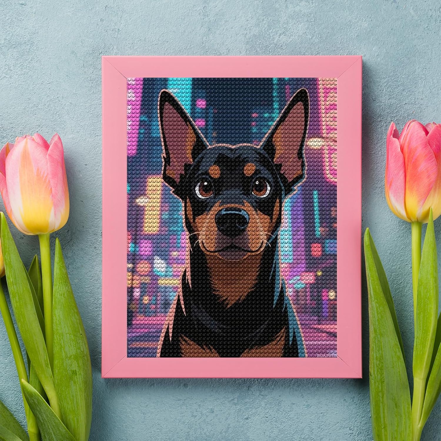 RGAJWIC 5D Diamond Painting Kits for Adults, Miniature Pinscher DIY Full Round Drill Diamond Art with Complete Tools, Beginner Friendly Craft for Stress Relief, Home Wall Decor and Gift Idea 12"x16" image 3